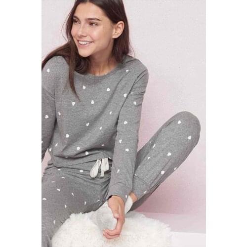 Merry See Heart Sleepwear Suit Gray