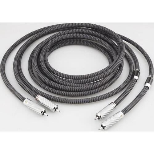 Pair Audiocrast Silver Plated Analogue RCA Interconnect Cable HIFI Audio Extension HIFI RCA to RCA Phono Cable