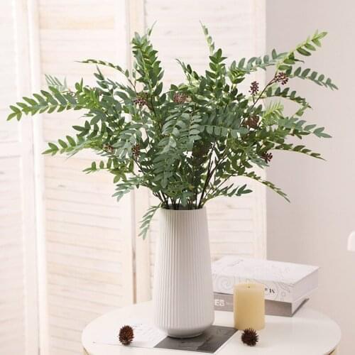 Htmeing 1pcs Artificial Eucalyptus Branches Green Plants Real Touch Leaves Fake Ficus Tree Steams Home Craft Garden Decoration