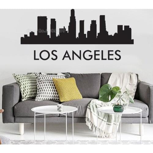 Los Angeles California City Skyline Silhouette Wall Decal Vinyl Art Stickers For Living Room Background Home Decoration LL2559