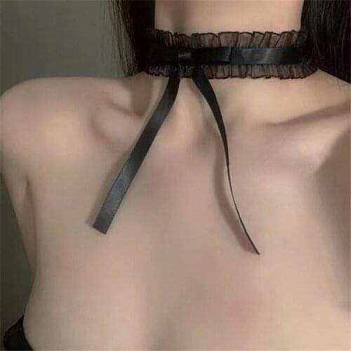 Vintage Lace Chokers Necklaces for women Retro Bowknot Collar Necklace Black Beige Gothic Chokers Fashion Jewelry Wholesale Gift