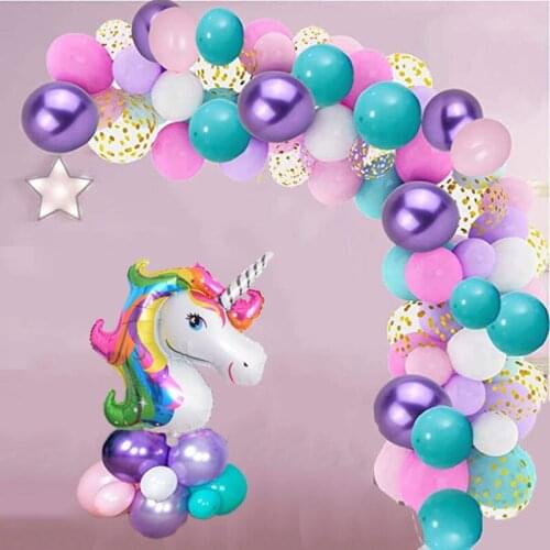 101pcs/set Unicorn Balloons Arch Garland Kit Girls Birthday Party Supplies Rainbow Unicorn Balloon Baby Shower Decorations
