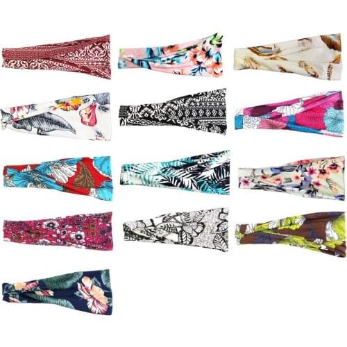Women Yoga Hair Bands Sports Elastic Headband Polyester Cotton Printed Headband Sweat-absorbent Belt Anti-perspirant Headband