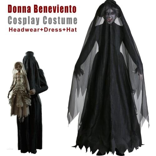 Anime Vampire Witch Donna Beneviento Cosplay Costume Girls Dress Clothes Halloween Carnival Party Women Dresses Skirt Hat Suit