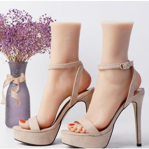 1 Pair Soft Flexible Female Mannequin Leg Foot Model for Sandal Shoes Socks Sox Toe Jewelry Display, Life Size