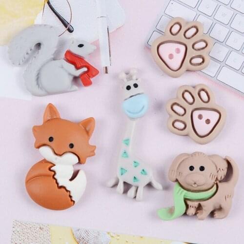 10pcs/lot Kawaii Resin Cartoon Animal Squirrel/Fox/Deer/Dog Cabochon Flatback For Scrapbooking DIY Embellishments Decoration