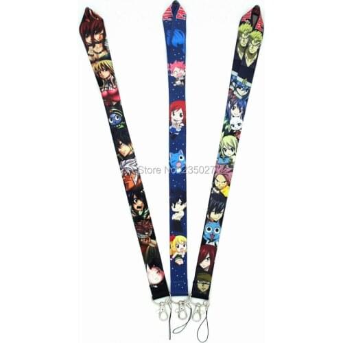 10 pcs/lot Anime Fairy Tail phone lanyard straps Natsu Lucy Gray Erza Juvia keychain key chain rope keyring key ring strap