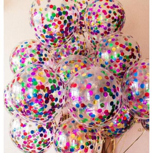 10pcs Clear Balloons Rose Gold Colorful Confetti Ballons Helium Baby Shower Balloon Inflatable Ball Birthday Deco Wedding Decor