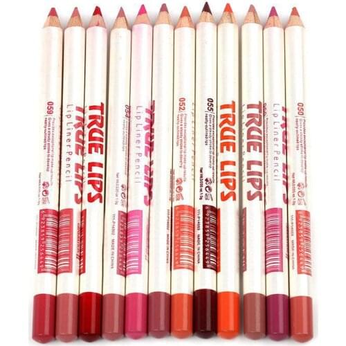 12Pcs/Pack Cosmetic Professional Wood Lipliner Waterproof Lady Charming Lip Liner Soft Pencil Contour Makeup Lipstick Tool