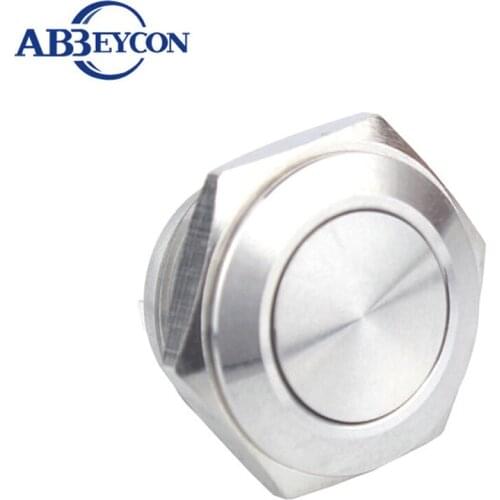 16mm Short Momentary Self-locking Button 2 Pin Terminal Push Button Switch 1NO Flat Head Switch