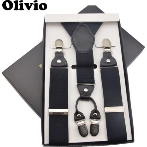 2017 adult/Mens 3.5cm Adjustable Trousers Suspensorio 4 Clip box Back nave bule Elastic Suspenders Braces for Father/Grandfat
