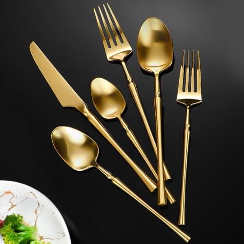 5pcs 304 stainless steel Xiaoman waist Western cutlery one-piece extended handle thickened knife fruit fork dessert spoon
