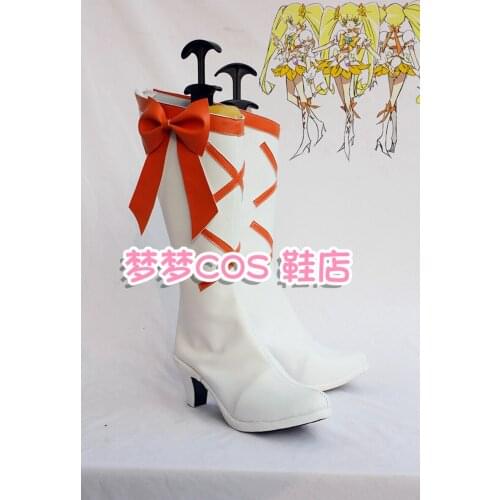 Anime Pretty Cure Cure Sunshine Cosplay Boots Shoes Anime Party Cosplay Boots Custom Made for Adult Women High Heel Shoes