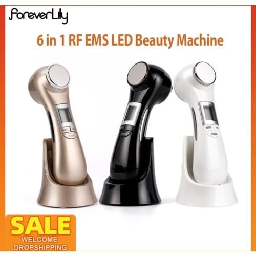 6 in 1 Mesoporation Electroporation LED Photon Therapy Beauty Device Radio Frequency Face Lifting Facial Skin Tighten Massager