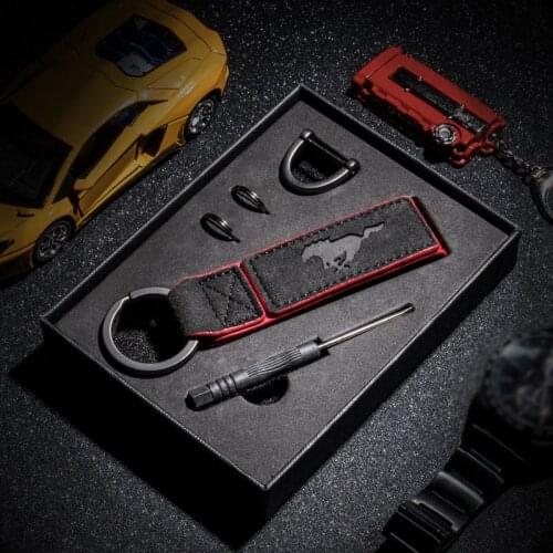 FOR Alcantara Leather Turn fur Car Keychain Car Keyring For Ford mustang cobra Shelby GT GT500 GT350 Convertible Mach-E cobra