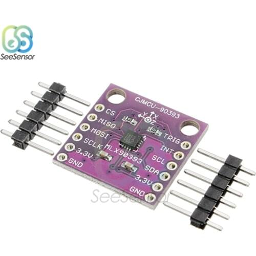 CJMCU-90393 MLX90393 16 bit AD Digital Non-contact 3D Hall Sensor Displacement Angle Rotate 3D Position Board Module I2C SPI