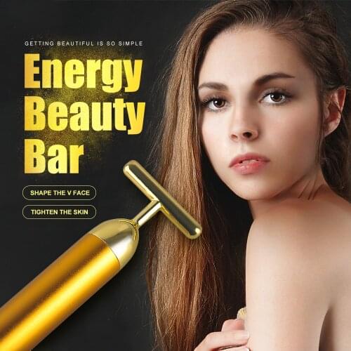 Energy Beauty Bar 24K Gold Pulse Firming Massager Facial Roller Massager Derma Skincare Wrinkle Treatment