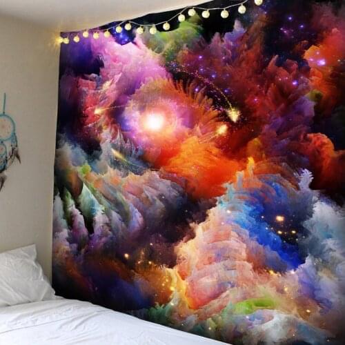 Tapestry Cloudy Withcraft Wall Hanging Clourful Painting Cloud For Home Decoration Rectangle 150cmx130cm Plus Size