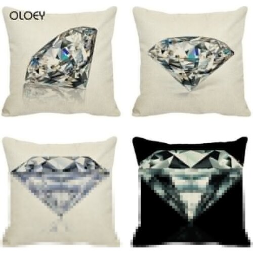 Innovative Style Diamond-shaped Linen Cushion Cover, 45x45cm, Home Bedroom Office Decoration, Hotel Car Decoration Cushion Cover