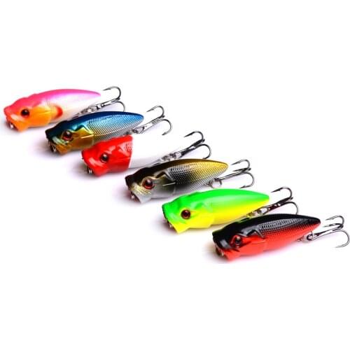 6Pcs 3.5cm 3g Artificial Bait Mini Popper Fishing Lure Crankbait Wobblers Hard Plastic Laser Fishing Lure Baits 3D Fish Eyes