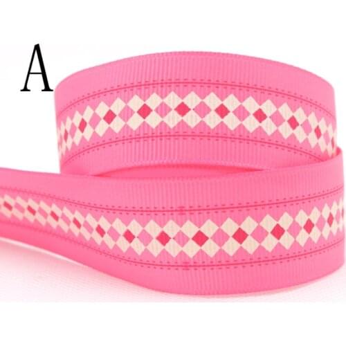 [IuBuFiGo] 1" 25mm Lattice Printed Grosgrain ribbon Hair bow DIY ribbons 100 yards /roll OEM XZD-1850