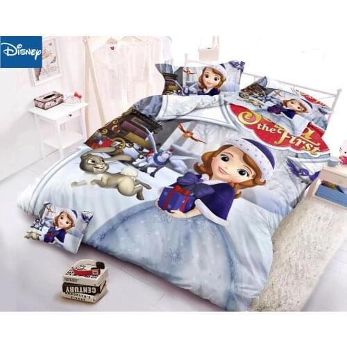 Disney single size princess bedding set for children bed decor twin quilt covers bedspread fitted sheet 4pcs girls home textile
