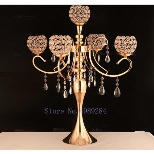 Nordic Creative metal crystal Candlestick Flower arrangement Candle holder wedding Decorative ornaments Road props accessories