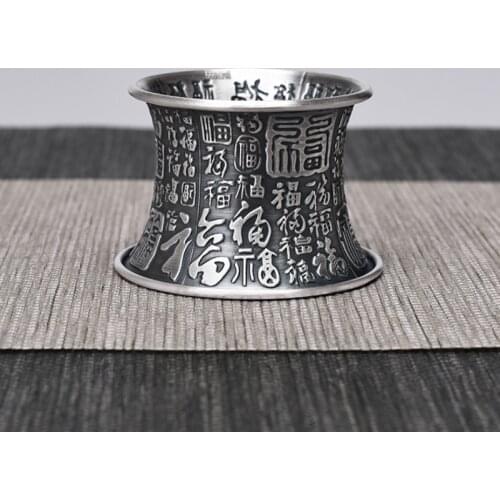 Hundred Blessing Sterling Silver 999 Tea Drain Bracket Koi Dragon Totem Kung Fu Handmade Tea Strainer Filter Accessories Tools