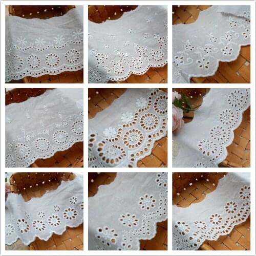 5Yard/Lot High Quality Cotton Cloth Lace Trim Hollow Sun Flower Embroidered Lace Clothing Dress Diy Collar Accessories