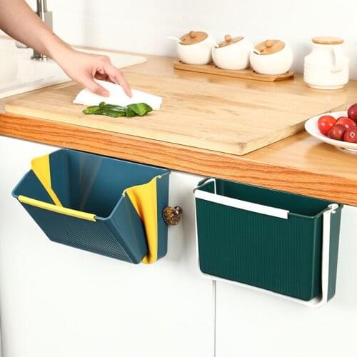 Kitchen household wall-mounted folding trash storage bin Car multi-function hanging square storage trash bin kitchen supplies