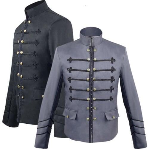 Mens Vintage Solid Gothic Jacket Steampunk Costome cosplay Tunic Rock Frock Uniform Male Vintage Punk Costume Coats Outwear new