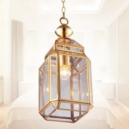 1 pc Milan-style copper pendant lamp, glass lampshade, pendant lamp for shop, E27 lamp, industrial lamp for rural corridor, Kitc