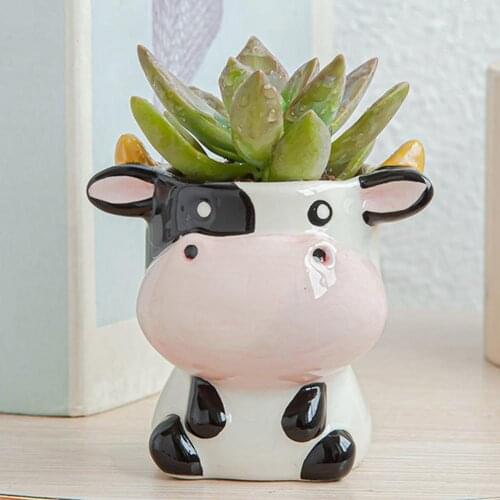 Cute Animal-Shape Cartoon Design Flower Pot Ceramic Vase Desktop Ornaments Home Decor Garden Decoration Succulent Plant Pot