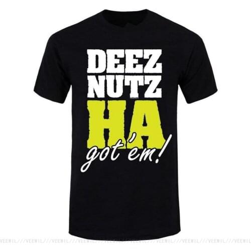 T-Shirt Deez Nuts Mens Black Cotton Tee Shirt Brand Clothing Tops