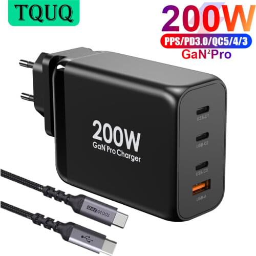 166W Wall Charger GaN Tech 100W USB-C PD3.0 PPS and 18W USB-A QC4.0+ Fast Charging For MacBook Lenovo Samsung S20 Note 10+ Phone