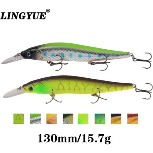 2019 New LINGYUE 1PCS Fishing Lure Minnow 13cm/15.7g Hard Bait 3 Hooks Wobbler Crankbait Isca Artificial Pesca Bass Pike Leurre