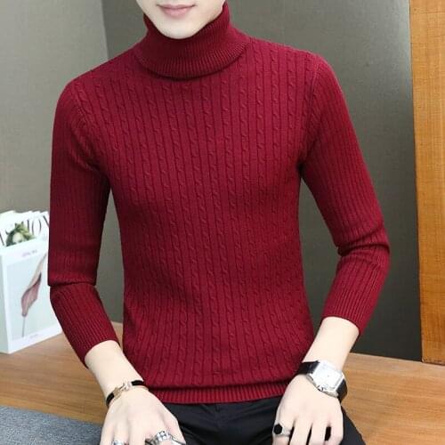 New Winter Warm Sweater Men Fashion Decorative Pattern Turtleneck Slim Fit Casual Cashmere Pullover Sweater Knitwear Pull