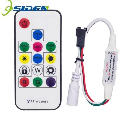 OSIDEN DC5-24V 2048Pixels 316 Kinds of Changes Digital RGB LED Strip Controller 14Key RF Wireless Remote for WS2812B WS2811 led