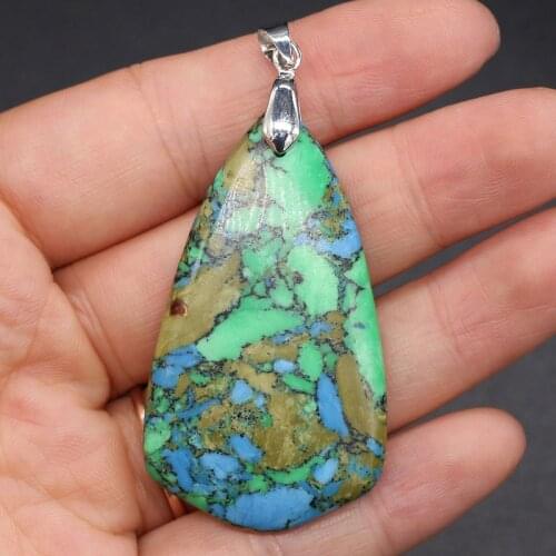 Natural Stone Pendant Water Drop Shaped Blue Turquoises Faceted Pendant Necklace for DIY Jewelry Best Birthday Gift Size 30x50mm