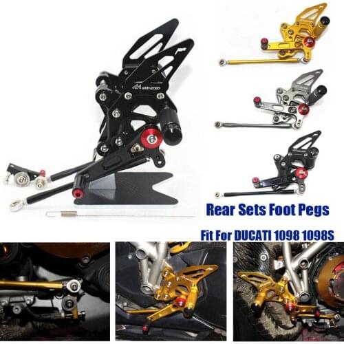 Fit For DUCATI 1098 1098S CNC Adjustable Footrest Foot Pegs Pedal Mount Bracket Sets Footpeg Rider Rear Rearset