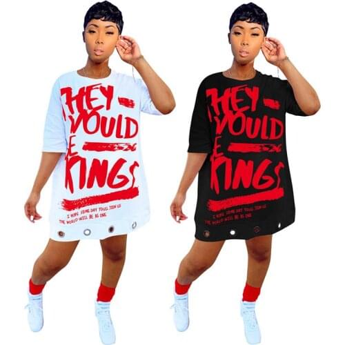 ZKYZWX Casual Letter Print Plus Size Dress Fall Clothes for Women Birthday Party Night Club Short Sleeve Loose T Shirt Dresses