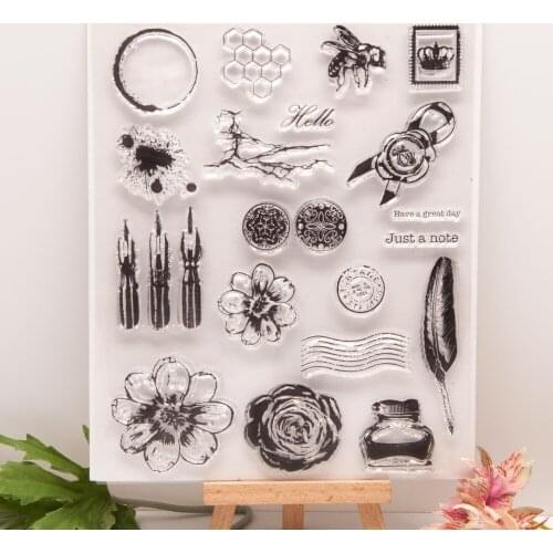 14.6x18 Quill pen Transparent Clear Stamps Silicone Seals for DIY scrapbooking photo album Card Making