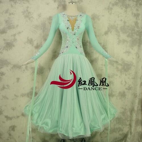 Standard Ballroom Dress Women New Of 2018 Custom Made High-necked Long Sleeved Waltz Ballroom Dance Competition Dresses