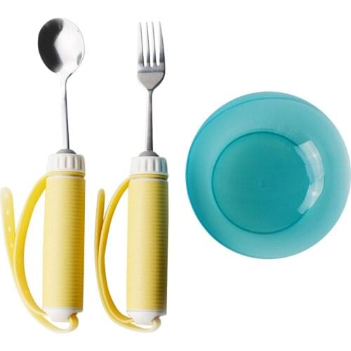 Hemiplegia Elderly Disabled Tableware Eat Food Fork Spoon Anti-shake Anti-splash Tool HFing