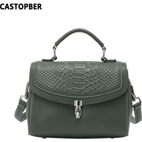 Women Handbags Cowhide Genuine Leather Embossed Crocodile Pattern Top-Handle Crossbody Bags Famous Brand Ladies Purse Quality