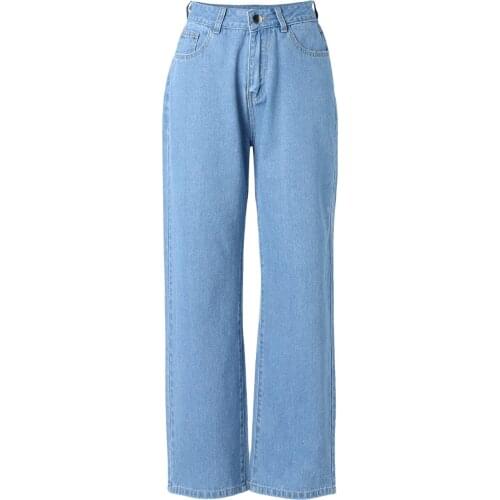 High Waist Loose Comfortable Jeans Women Plus Size Fashion Casual Straight Pants Mom Jeans Washed Boyfriend Jeans