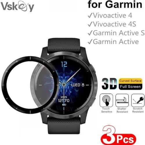 2PCS 3D Curved Soft Screen Protector for Garmin Vivoactive 4 / 4S /Active S Full Cover Anti-Scratch Protective Film (Non Glass)