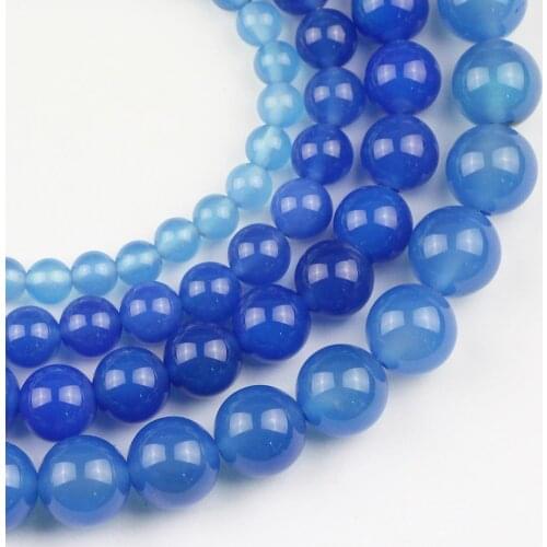 YHBZRET Blue carnelian Natural Stone Spacer Round Loose Beads For Jewelry making 6/8/10/12MM Bracelet necklace Accessories diy