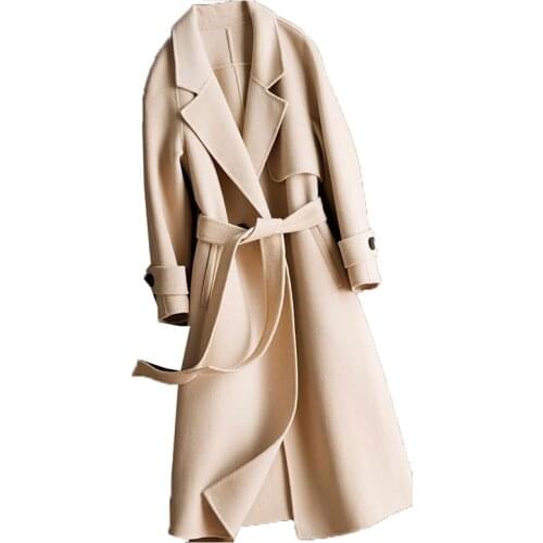 Double-faced Cashmere Coat Women Winter jacket Women Pure Handmade cashmere 100% Solid Coloured Wool coat Women Long Overcoat