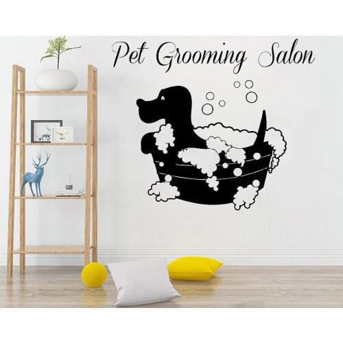 Pet Shop Vinyl Wall Decal Pet Grooming Salon Dog Bath Mural Art Wall Sticker Pet Salon Room Decoration WL1011